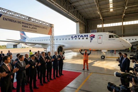 Latam apresenta primeiro jato da Embraer que integra encomenda de US$ 2,1 bilhões