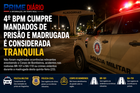 4º BPM cumpre mandados de prisão e madrugada é considerada tranquila em Alagoinhas e região