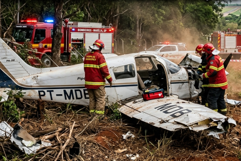 Acidente aéreo em Marília deixa dois mortos; vítimas participavam de voo de teste