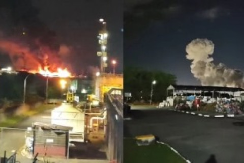 Explosão seguida de incêndio de grandes proporções  na Bahia
