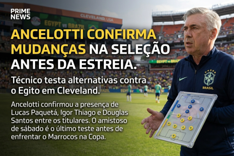 Ancelotti confirma mudanças na Seleção para amistoso contra o Egito antes da estreia na Copa